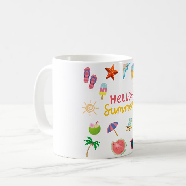 Olá Caneca de Verão – Xícara de Café Divertida e E (Frente Esquerda)