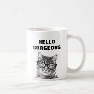 Olá! caneca preto e branco lindo do gato 11oz