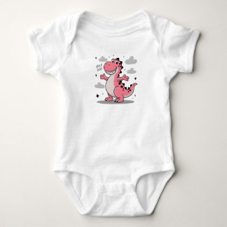 Olá Cara Camiseta Rosa de Dinossauro para Crianças
