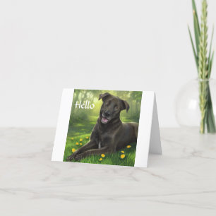 Olá, cartão de saudação Black Labrador Retriever