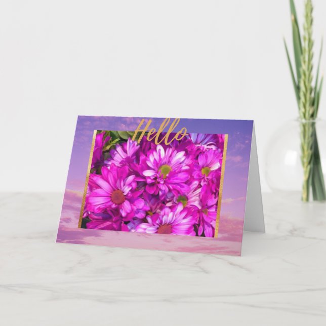 Olá Cartão de Saudação Dourada Floral (Frente)