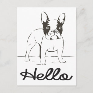 Olá Cartão Postal de Cachorrinho Bulldog Francês