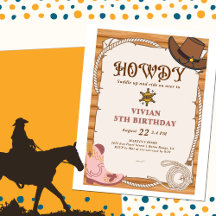 Olá! Cowgirl Saddle No Convite De Aniversário