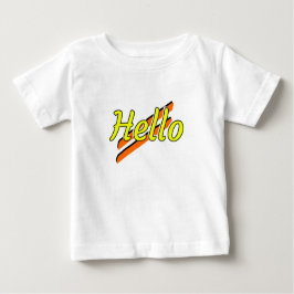 Olá design em uma camiseta branca de bebê
