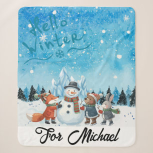 Olá Inverno Cobertor Sherpa Personalizado