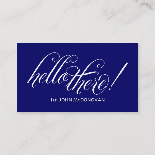 Olá! lá! Cartão de visita azul (Frente)