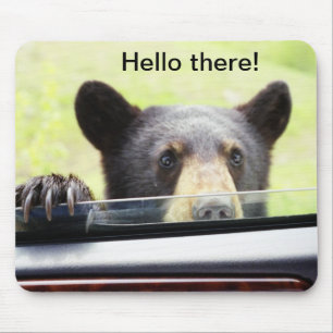 "Olá! lá!" Urso preto Mousepad