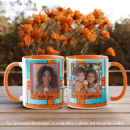 Olá Mamãe Avó Caneca com Foto em Vidro Colorido