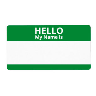 Olá Meu nome é Green White Nome de etiqueta Labels