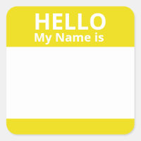 Olá Meu nome é Nome de etiqueta branco amarelo