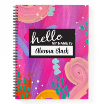 Olá Meu Nome É Notebook De Abstrato Rosa Rosa
