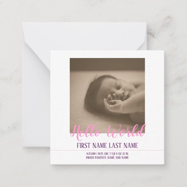 Olá Mundo - anúncio de nascimento com foto (Frente)