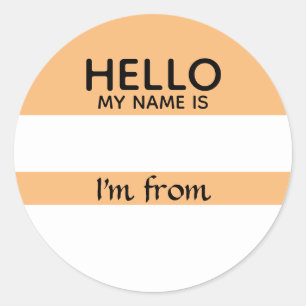 Olá Nome de etiqueta De Onde Sou