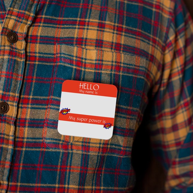 Olá Nome de etiqueta Sticker Crachá Super Energia  (Criador carregado)