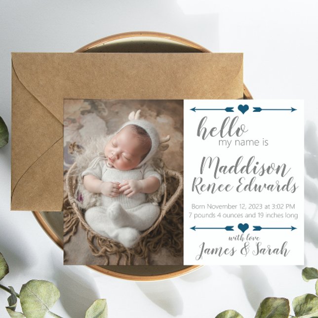 Olá, novo anúncio de nascimento de bebê com fotos (Criador carregado)