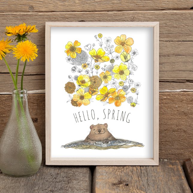 Olá, Primavera Seasonal Impressão (Hello Spring Cute Seasonal Art Print)