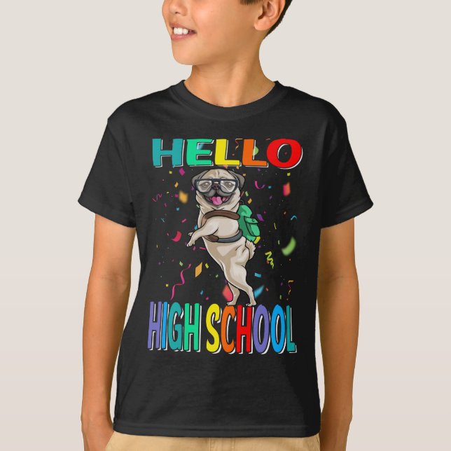Olá Segundo grau Pug Dog T-Shirt (Frente)
