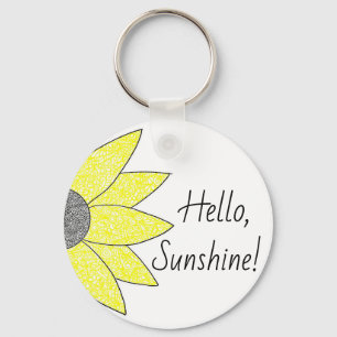 "Olá, Sunshine!" Chaveiro de girassol