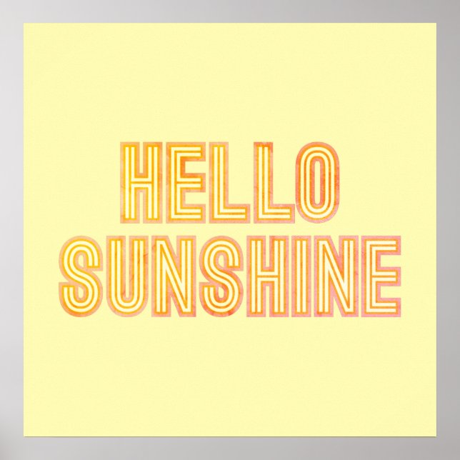 Olá Sunshine Typografia Yellow Poster (Frente)