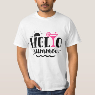 Olá, tipografia de verão, citando camisetas