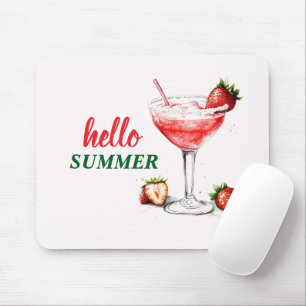 Olá Verão Mouse Pad de Coquetel de Morango