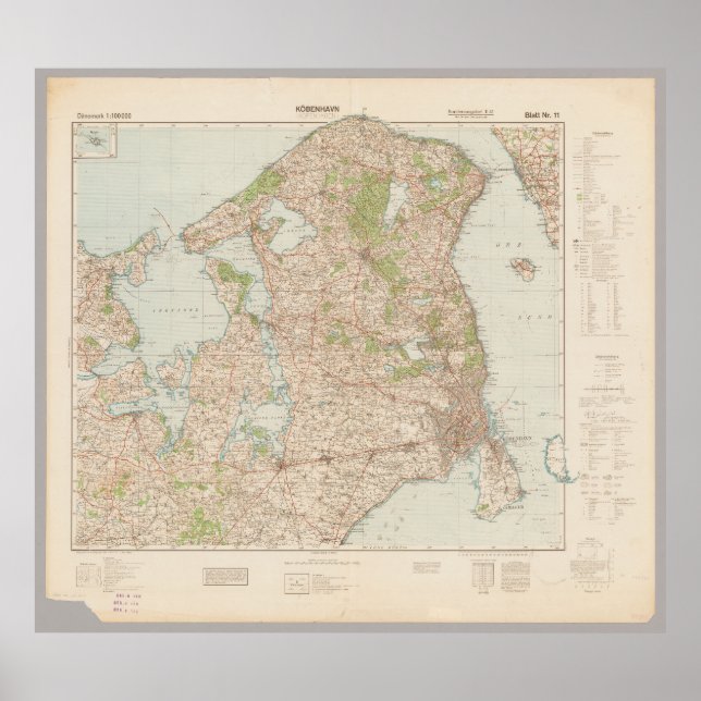 Old 1941 Copenhagen Map, Denmark Poster (Frente)