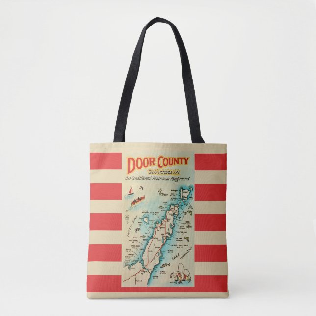 Old Door County Map Shoulder Tote (Frente)