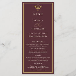 Old Money Burgundy Wedding Flat Menu