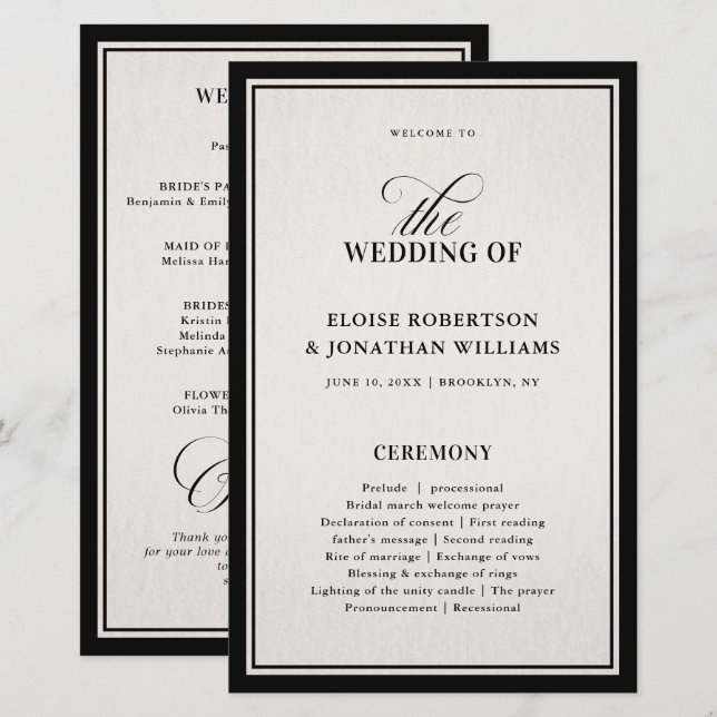 Old Money Modern Formal Black Luxury Chic Wedding (Frente/Verso)