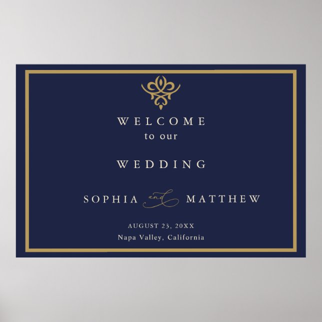 Old Money Navy Blue Wedding  Poster (Frente)
