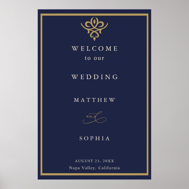 Old Money Navy Blue Wedding  Poster (Frente)