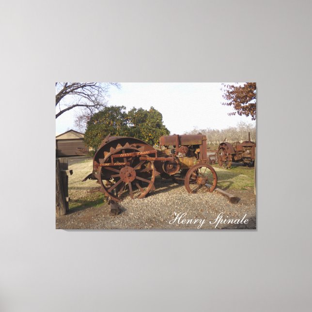 Old tractor from days gone by on canvas  (Frente)