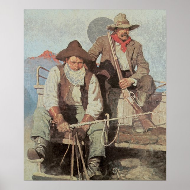 Old West Pay Stagecoach 1909 Art Impressão Poster (Frente)