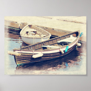 Old Wooden Boats Nautical Poster