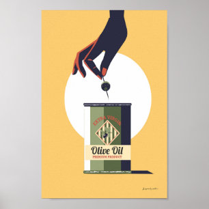 Óleo de azeitona pode retro-cozinha poster vintage