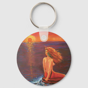 Olhando o por do sol - chaveiro da arte da sereia