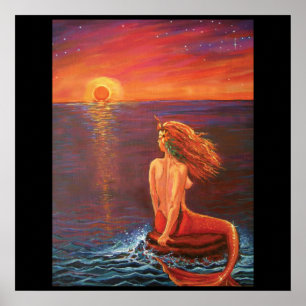 Olhando o por do sol - impressão da sereia