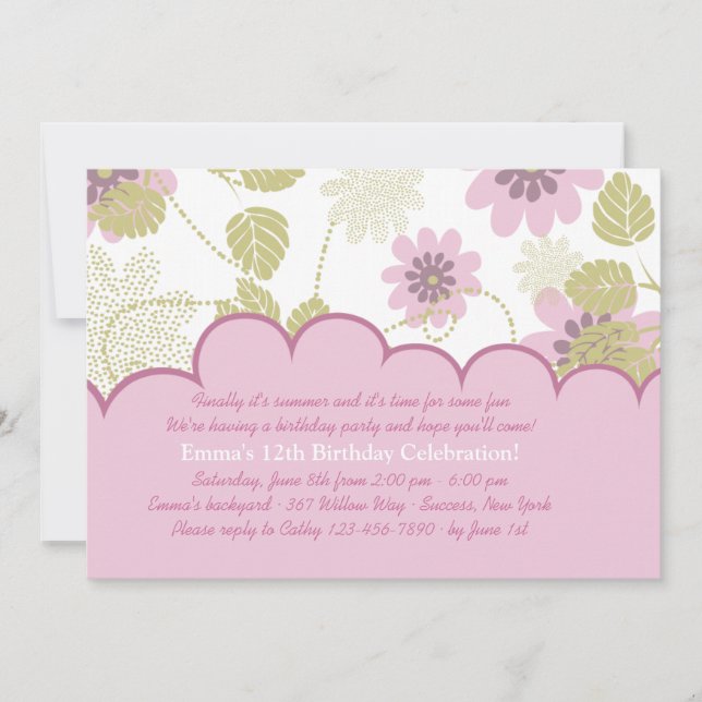 Olhando para o Convite de aniversário do Jardim (Frente)