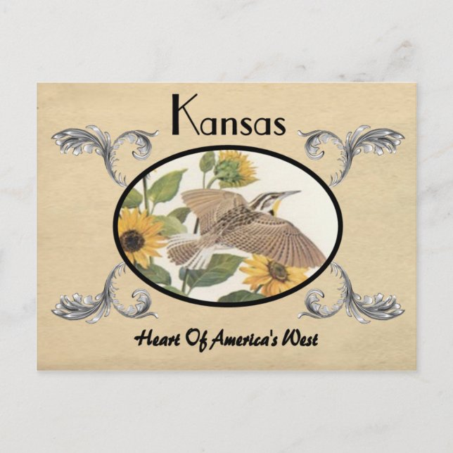 Olhar Antigo Cartão Postal Kansas State (Frente)