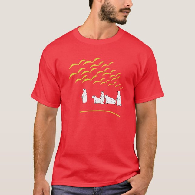 Olhar das marmota na camisa dos pássaros de vôo (Frente)