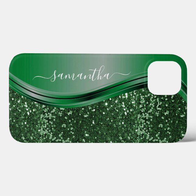 Olhar de Brilho Verde Esmeralda Nome Personalizado (Verso (horizontal))
