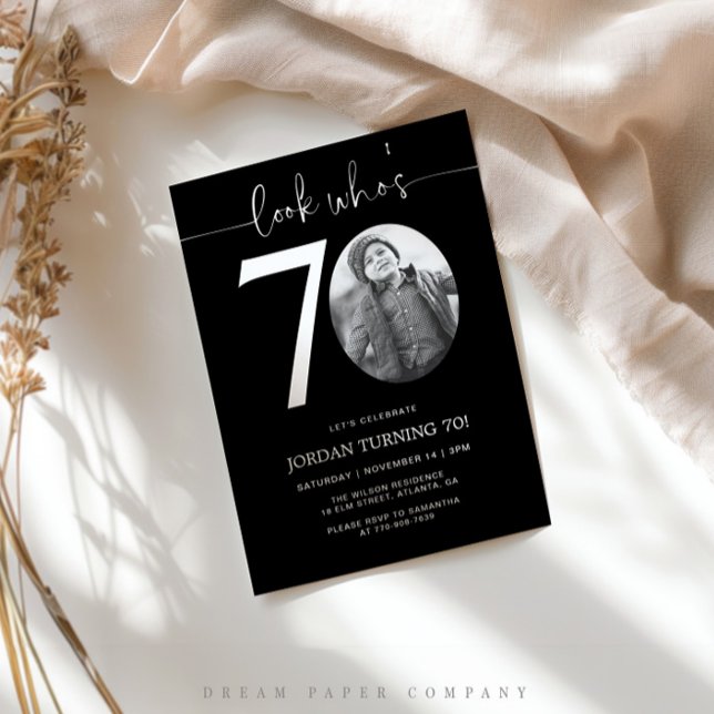 Olhe Quem Faz 70 | Convite de 70º Aniversário Pret (Criador carregado)