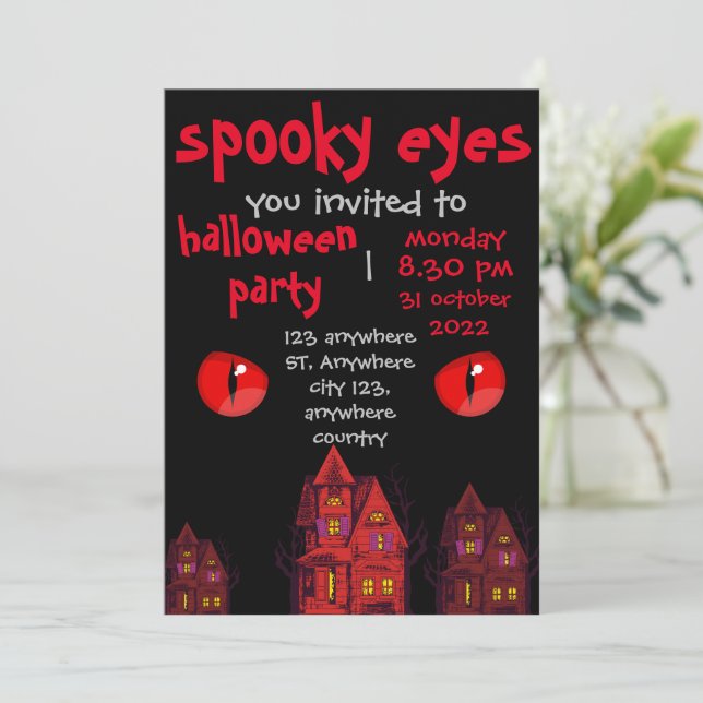 Olho assustador, convite para festa de halloween (Em pé/Frente)