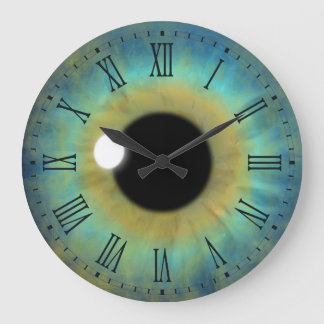 Olho Azul Iris Eyeball Grande Relógio Romano