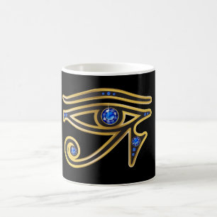 Olho da safira do Ra na caneca Dourado