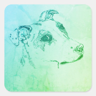 Olho lateral, estilo retro, etiqueta de cachorro q