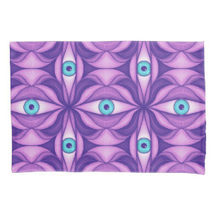 Olhos Azuis Padrão Floral Roxo Botânico Abstrato