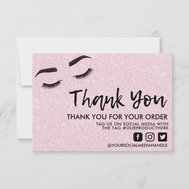 Olhos cor-de-rosa Elegantes Obrigado Mídia Inserçã (Frente)