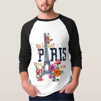 Olhos de camiseta masculina e impressão de Paris
