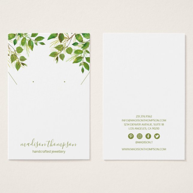 Olhos de Colar de Folhagem Verde (Frente & Verso)